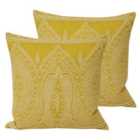 Paoletti Paisley Twin Pack Polyester Filled Cushions Yellow
