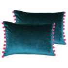 Paoletti Fiesta Twin Pack Polyester Filled Cushions Teal/Berry
