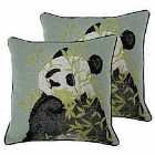 Furn. Pandas Twin Pack Polyester Filled Cushions Green