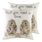 Evans Lichfield Hedgerow Owls Twin Pack Polyester Filled Cushions Multi
