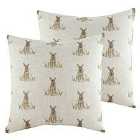 Evans Lichfield Oakwood Hare Repeat Twin Pack Polyester Filled Cushions Multi