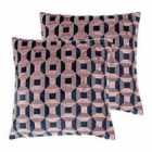 Paoletti Empire Twin Pack Polyester Filled Cushions Blush/Navy