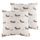 Evans Lichfield Oakwood Dog Repeat Twin Pack Polyester Filled Cushions Multi