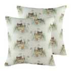 Evans Lichfield Hedgerow Mice Repeat Twin Pack Polyester Filled Cushions Multi