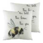 Evans Lichfield Bee You Twin Pack Polyester Filled Cushions White
