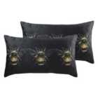 Evans Lichfield Goldbee Twin Pack Polyester Filled Cushions Black 50 x 30cm