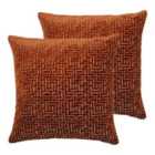 Paoletti Delphi Twin Pack Polyester Filled Cushions Rust