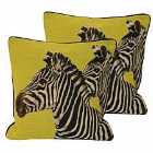 Paoletti Twin Zebra Twin Pack Polyester Filled Cushions Lime