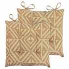 Furn. Tanza Pintuck Polyester Filled Seat Pads With Ties (pack Of 2) Cotton Terracotta