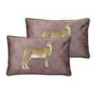 Paoletti Cheetah Forest Twin Pack Polyester Filled Cushions Blush