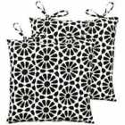 Furn. Geometric Mosaic Pintuck Polyester Filled Seat Pads With Ties (pack Of 2) Cotton Black