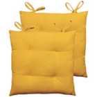 Furn. Cuba Pintuck Polyester Filled Seat Pads With Ties (pack Of 2) Cotton Ochre