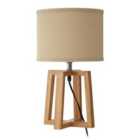 Premier Housewares Lea Table Lamp with Light Brown Fabric Shade