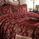 Paoletti Shiraz Embroidered Floral Bedspread Polyester Burgundy