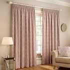 Paoletti Olivia Embroidered Pencil Pleat Curtains (Pair) Polyester Blush (229X229Cm)