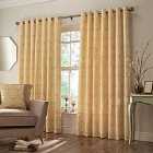 Paoletti Horto Embroidered Ringtop Eyelet Curtains (Pair) Polyester Ochre (229X229Cm)