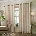 Paoletti Horto Embroidered Ringtop Eyelet Curtains (Pair) Polyester Natural (229X183Cm)