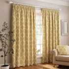 Paoletti Olivia Embroidered Pencil Pleat Curtains (Pair) Polyester Citron (168X183Cm)