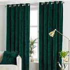 Paoletti Verona Crushed Velvet Ringtop Eyelet Curtains (pair) Polyester Emerald (168X183Cm)