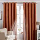 Riva Home Twilight Blackout Ringtop Eyelet Curtains (pair) Polyester Burnt Orange (117X137Cm)