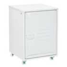 HOMCOM Rolling Storage Cabinet Mobile File Cabinet With Adjustable Shelf White
