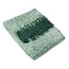Furn. Weaver Throw Herringbone Design Fringed Edges Acrylic Green