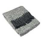 Furn. Weaver Throw Herringbone Design Fringed Edges Acrylic Grey