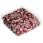 Furn. Scandi Woodland Throw Printed Fleece Front With Sherpa Fleece Reverse Polyester Berry