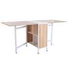 HOMCOM Folding Table Computer Desk With Storage Shelves Oak White Home Office