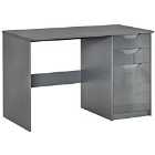 HOMCOM High Gloss Home Office Computer Desk With Drawers Grey