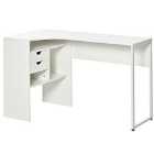 HOMCOM L Shaped Corner Computer Desk Table With Storage Shelf White