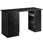 HOMCOM Computer Desk With Storage For Home Office Black Wood Grain Finish