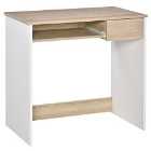 HOMCOM Compact Computer Table With Keyboard Tray Drawer Oak Effect And White