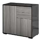 HOMCOM Side Cabinet With 2 Doors And 2 Drawers Grey Black
