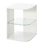 HOMCOM Modern Corner Table 3 Layer w/ Glass Shelf - White