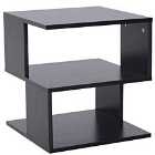 HOMCOM Modern Square 2 Tier Wood Side Table Shelf Rack Black