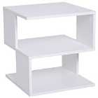 HOMCOM Modern Square 2 Tier Wood Side Table Shelf Rack White