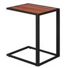 HOMCOM C Shape Over Sofa/Bed Side Table With Steel Frame Base Foot Pads Walnut Effect