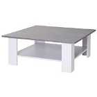 HOMCOM Square 2 Tier Side Table w/ Shelf Cement Grey/White