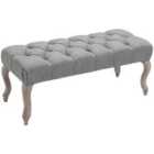 HOMCOM Tufted Upholstered Accent Bench Fabric Seat Cabriole Legs Grey