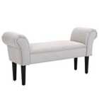 HOMCOM Upholstered Bench Rolled Pale Grey Black Legs