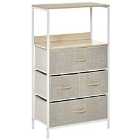 HOMCOM 4 Drawer Storage Chest Unit With Display Shelves White And Light Grey