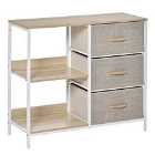 HOMCOM Chest With 3 Drawers Storage Display Shelves Beige