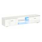 HOMCOM High Gloss TV Stand With Led Lights Remote Control Cupboard White