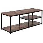 HOMCOM Industrial TV Table With Storage And 2 Shelves Rustic Wood Finish Black Metal Frame