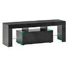HOMCOM High Gloss TV Stand With 16 Colour Option LED Rgb Lights And Remote Control Black Small
