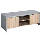 HOMCOM Grey Granite Effect TV Stand With 2 Cupboards Wood Grain Finish Front