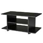 HOMCOM Modern TV Stand Mobile Cabinet With 2 Layer Open Shelf Black