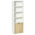 HOMCOM 2 Door 4 Shelves Bookcase Storage Cabinet Display Unit White Oak Effect Doors