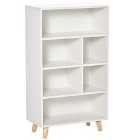 HOMCOM 6 Compartment Bookcase With Cubes White And Natural